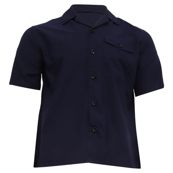 Ami Button-Down Shirt in Navy Blue Viscose